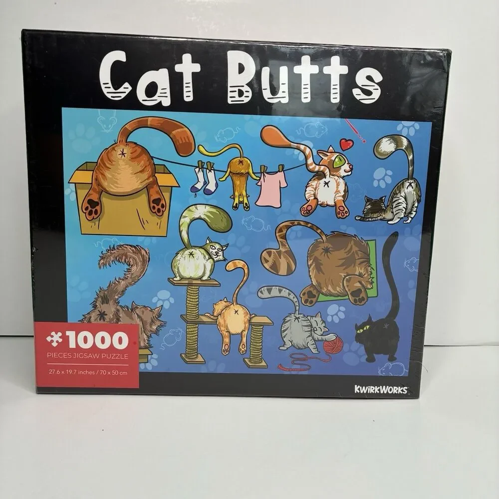 Cat Butts 1000 Piece Jigsaw Puzzle KwirkWorks Cat Lovers Funny Booties New